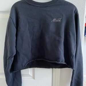 brandy black cropped crew neck